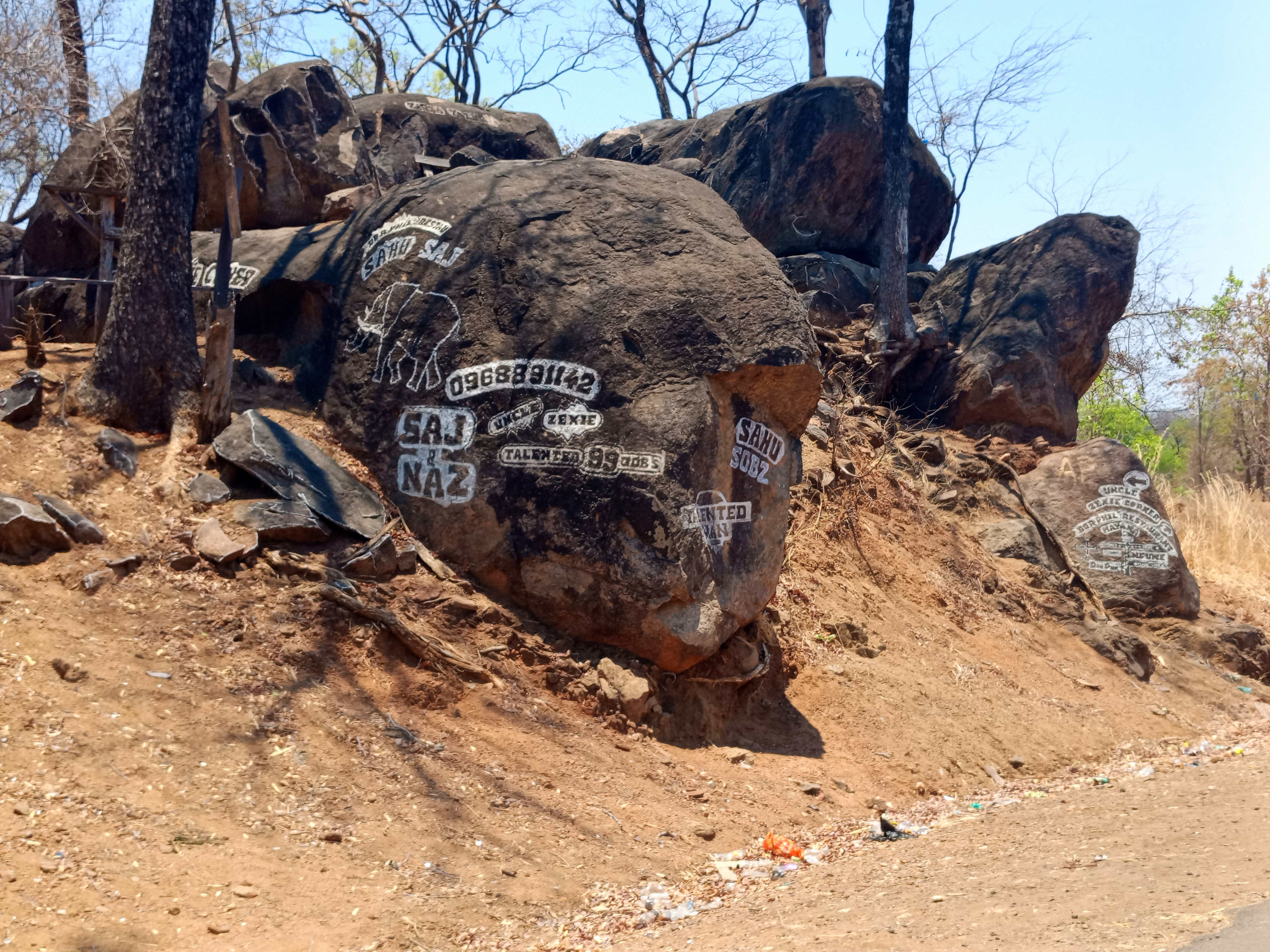 Granite boulders at a sacred site in the chiefdom